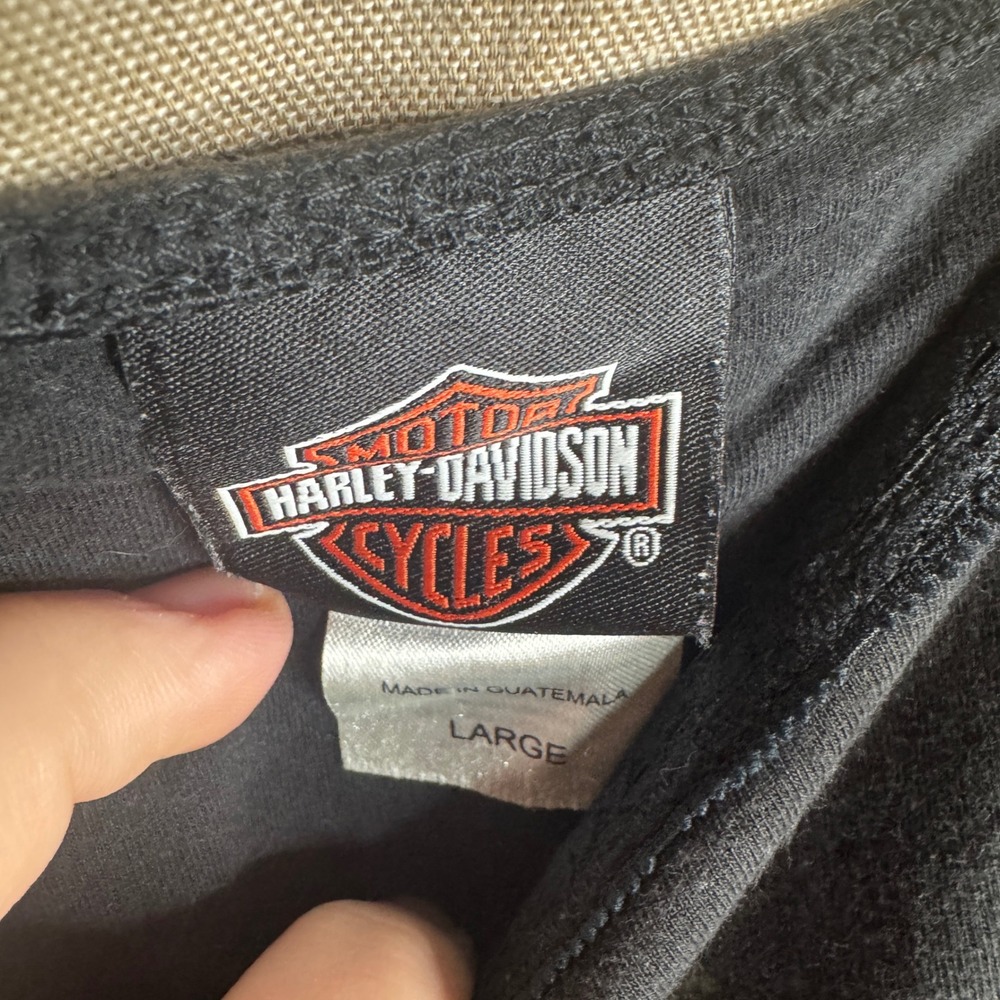 Harley-Davidson Womens Black Lace Trim Graphic Cami Tank Top Large Barnett 2011 - Picture 3 of 4
